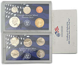 Годовой набор 1, 5, 10, 25, 50 центов, 1 доллар 2006 PROOF США 10 монет