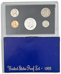 Годовой набор 1, 5, 10, 25, 50 центов 1968 PROOF США 5 монет