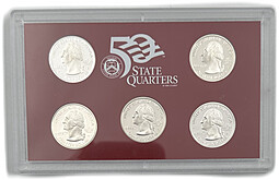 Набор 25 центов (квотер) 2004 S Штаты серебро PROOF США 5 монет 