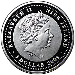 Монета 1 доллар 2009 Китайский гороскоп - год тигра 2010 Ниуэ