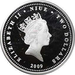Монета 2 доллара 2009 Панагюриштский клад - Ритон Ниуэ