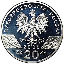 Монета 20 злотых 2005 Всемирная природа - Филин Польша