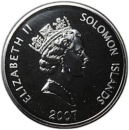 Монета 5 долларов 2007 Китайский гороскоп - год свиньи Цветная Соломоновы Острова