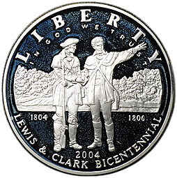 Монета 1 доллар 2004 P 200 лет экспедиции Льюиса и Кларка PROOF США
