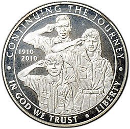 Монета 1 доллар 2010 P 100 лет бойскаутам Америки PROOF США