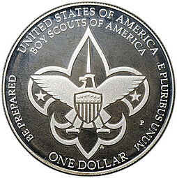Монета 1 доллар 2010 P 100 лет бойскаутам Америки PROOF США