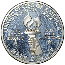 Монета 50 центов (1/2 доллара) 1993 S Билль о правах Джеймс Мэдисон PROOF США