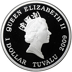 Монета 1 доллар 2009 50 лет кукле Барби Тувалу