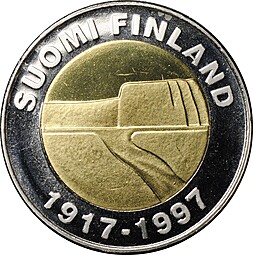 Монета 25 марок 1997 80 лет Независимости Финляндия