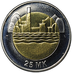 Монета 25 марок 1997 80 лет Независимости Финляндия