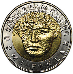 Монета 25 марок 2001 Чемпионат мира по лыжным видам спорта Финляндия