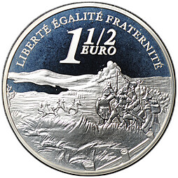 Монета 1 1/2 евро 2005 200 лет битве при Аустерлице Франция
