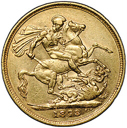 Монета 1 соверен (фунт) 1878 M Мельбурн Австралия Великобритания