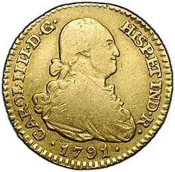 Монета 1 эскудо 1791 Испания