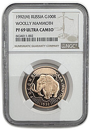 Монета 100 рублей 1992 ММД Саха Якутия Россия 1632 слаб NGC PF 69