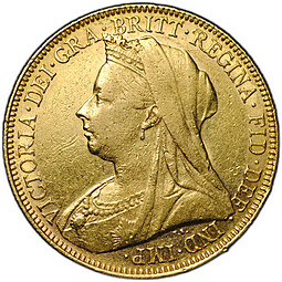 Монета 1 соверен (фунт) 1901 Великобритания