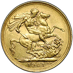 Монета 1 соверен (фунт) 1901 Великобритания