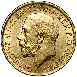 Монета 1 соверен (фунт) 1913 Великобритания