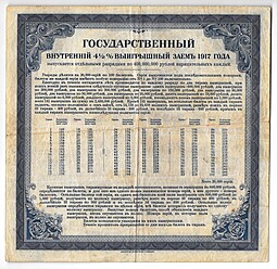 Билет 200 рублей 1917 4 разряд Государственный внутренний выигрышный заем Надпечатка 1920