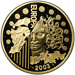 Монета 50 евро 2003 1-я Годовщина введения Евро Франция