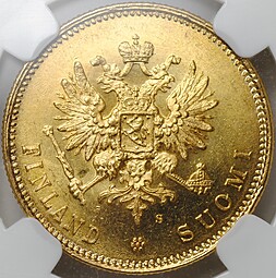 Монета 20 марок 1912 S Русская Финляндия слаб ННР MS 64
