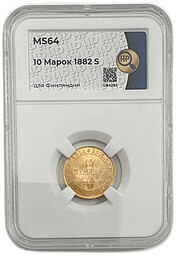 Монета 10 марок 1882 S Русская Финляндия слаб ННР MS 64