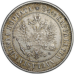 Монета 1 марка 1907 L Русская Финляндия