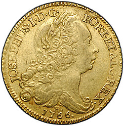 Монета Песа (6400 рейс) 1766 R Португалия