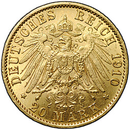 Монета 20 марок 1910 А Пруссия Германия