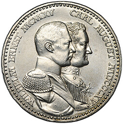Монета 3 марки 1915 100 лет Герцогству Саксен-Веймар-Эйзенах Германия