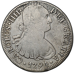 Монета 8 реалов 1794 Mo Мексика