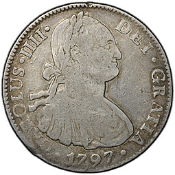 Монета 8 реалов 1797 Mo Мексика