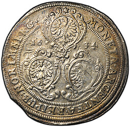 Монета 1 талер 1634 Фердинанд II Свободный город Нюрнберг Германия