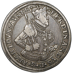 Монета 1 талер 1584-1595 AVSTR Фердинанд II Верхний Эльзас Австрия
