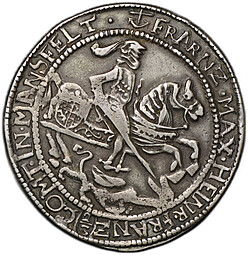 Монета 2/3 талера 1675 Франц Максимилиан и Генрих Франц Мансфельд-Борнштедт