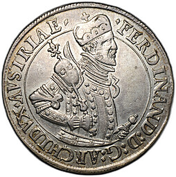 Монета 1 талер 1577-1595 FERDINAND AVSTRIAE Халль Фердинанд II Тироль Австрия