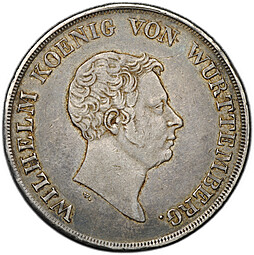 Монета 1 кроненталер (талер) 1837 Вюртемберг