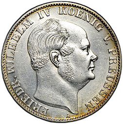 Монета 1 союзный талер 1859 A Пруссия Германия