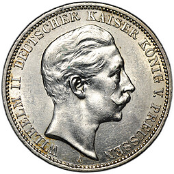Монета 3 марки 1909 А Пруссия Германия