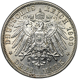 Монета 3 марки 1909 А Пруссия Германия