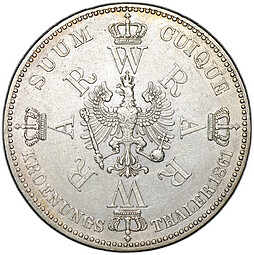 Монета 1 талер 1861 Коронация Вильгельма I и Августы Пруссия Германия