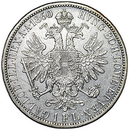 Монета 1 флорин 1860 A Австрия
