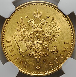 Монета 20 марок 1879 S Русская Финляндия слаб ННР MS 63