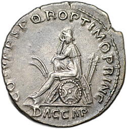 Монета Денарий 108-109 Траян Дакийец в трауре Римская Империя